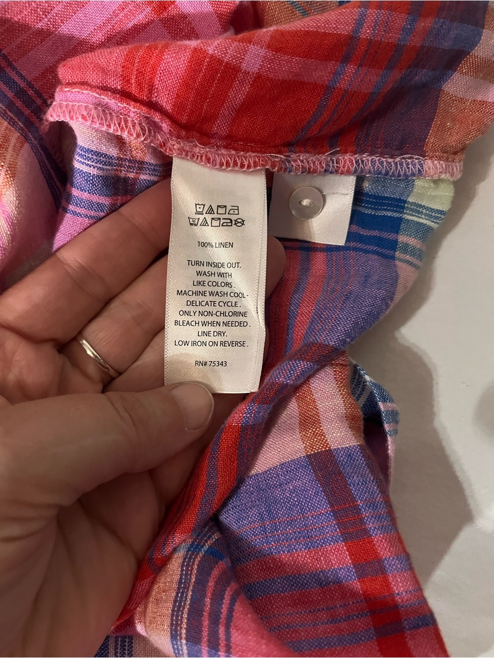 C&C California 100% Linen Pink, Red & Green Plaid Shift Tank Dress Large - Picture 9 of 9